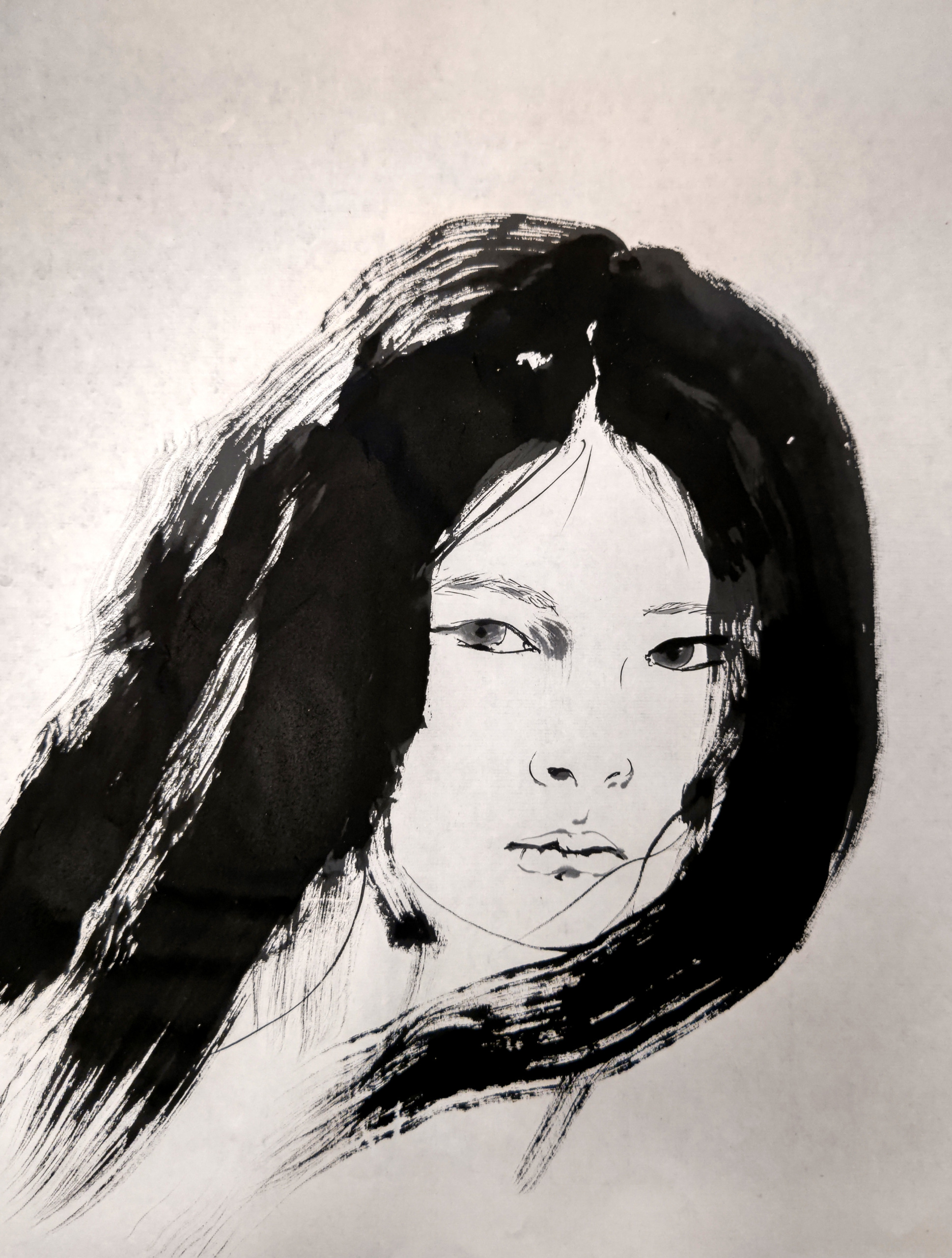 久しぶりの墨絵。「描く」のではなく「現れる」のを待つように